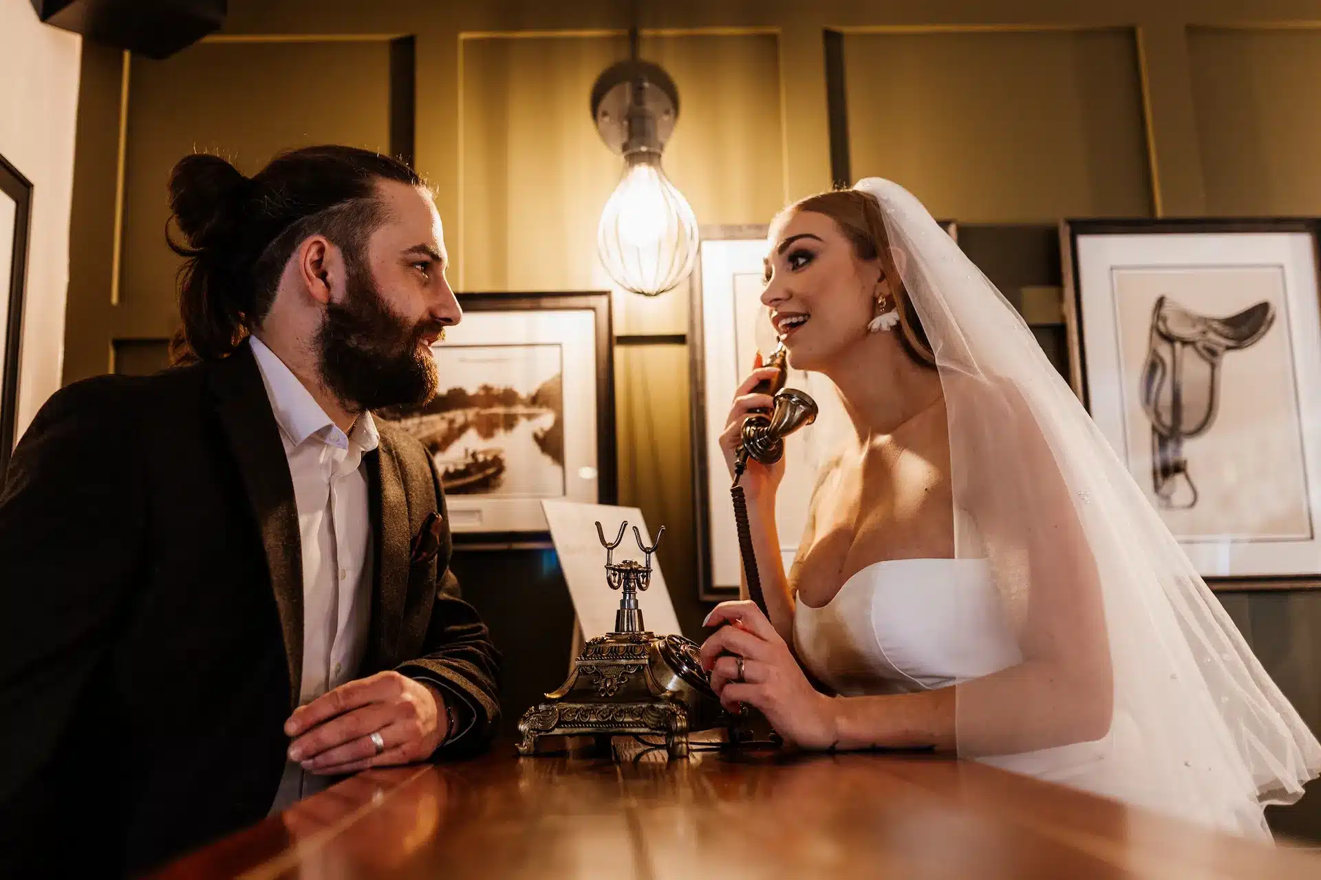 audio guestbook bride and groom recording their greeting